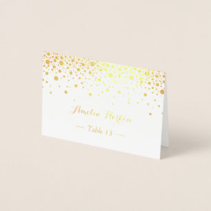 Gold Foil Confetti Dots Table Place Escort Card Folienkarte