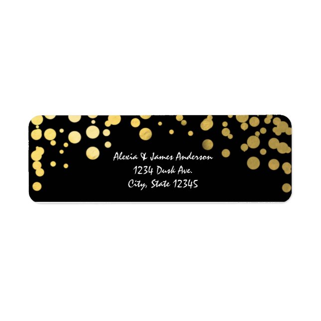 Gold Foil Confetti Élégant Étiquette de adresse no (Devant)