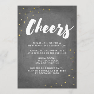 Gold Foil Confetti Feiert Silvester Party Einladung