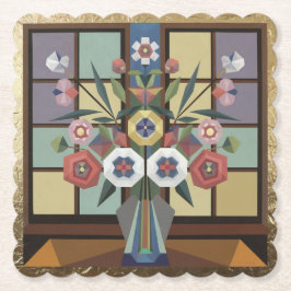Gold Foil Cubist Art Blume Untersetzer Set