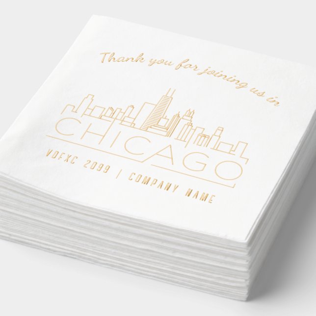Gold Foil Custom Chicago Corporate Event Napkins (Détail)