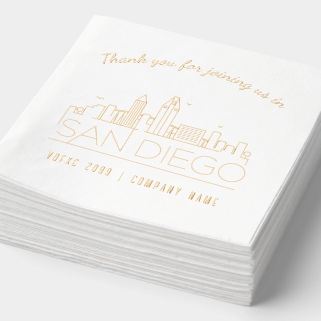 Gold Foil Custom San Diego Show & Event Napkins (Détail)