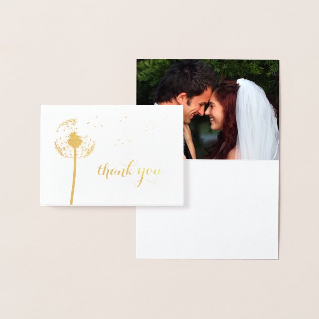 Gold Foil Dandelion Foto Vielen Dank für Ihre Kart Folienkarte (Anzeige)