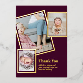 Gold Foil DANK IHNEN Foto Collage Moderner QR CODE Folieneinladung