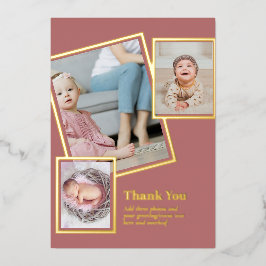 Gold Foil DANK IHNEN Foto Collage Moderner QR CODE Folieneinladung