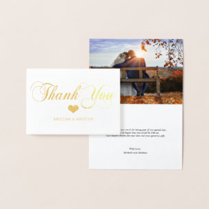 Gold Foil DANK YOU Wedding Heart   FOTO Folienkarte