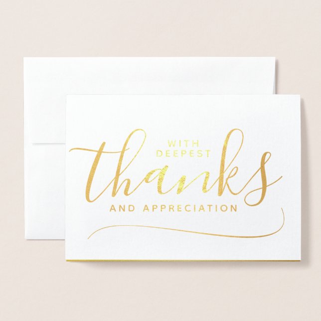 Gold Foil Deepest Danke & Wertschätzung Folienkarte (Vorderseite mit Umschlag)