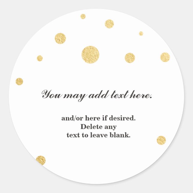 Gold Foil Dots Moderne Hochzeitsticker für Brautpa Runder Aufkleber (Vorderseite)