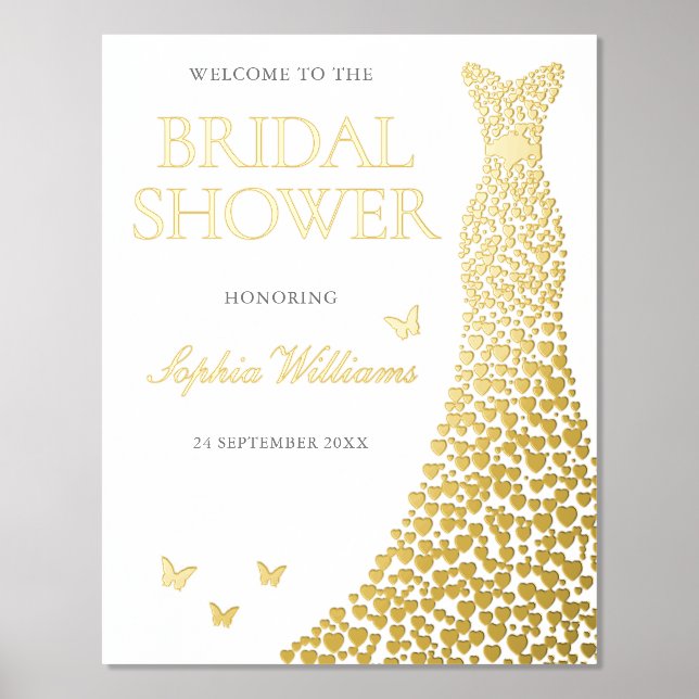 Gold Foil Dress Brautparty Begrüßungszeichen Foliendrucke (Vorderseite)