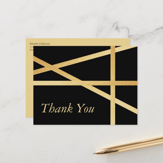 Gold Foil Effect Geometric Style Hochzeit Vielen D Postkarte (Vorderseite/Rückseite Beispiel)