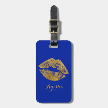Gold Foil Effect Kiss Monogram Gepäckmarke