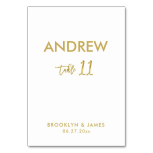 Gold Foil Effect Wedding Table Cards Tabelle 11 Tischnummer