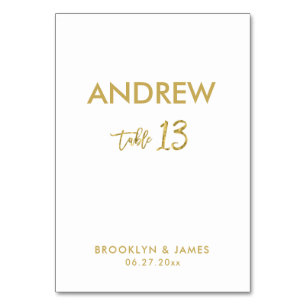 Gold Foil Effect Wedding Table Cards Tabelle 13 Tischnummer
