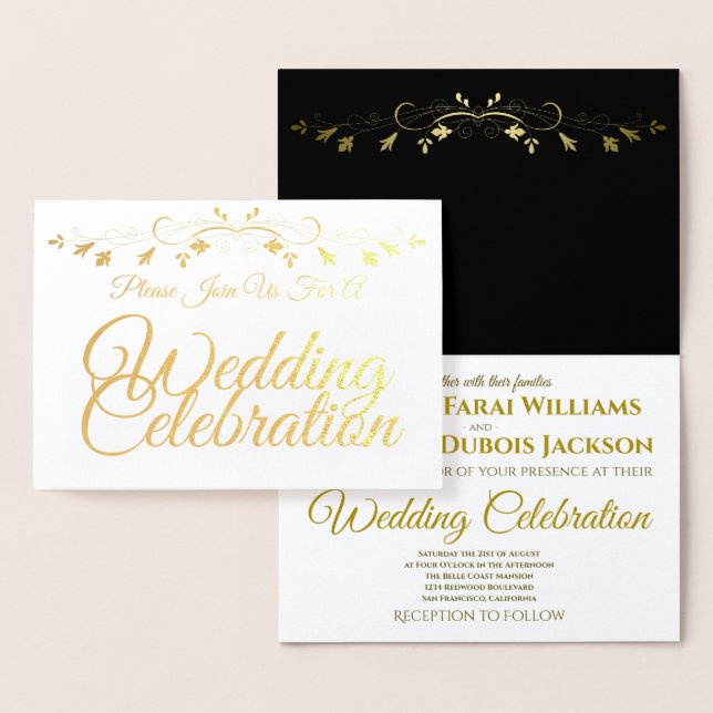 Gold Foil Elegant Wedding Invitation (Affichage)
