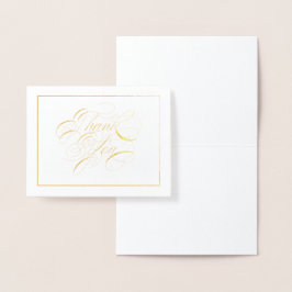 Gold Foil Elegante Calligraphie Vielen Dank Folienkarte