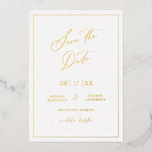 Gold Foil Enregistrer la date Modern Invitation Ca