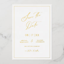 Gold Foil Enregistrer la date Modern Invitation Ca