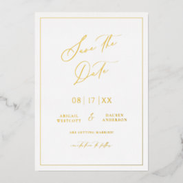 Gold Foil Enregistrer la date Modern Invitation Ca