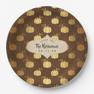 Gold Foil Erntedank Pappteller