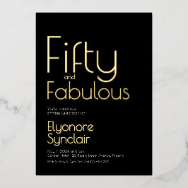 Gold Foil Fifty and Fabulous 50th Birthday Party Folieneinladung