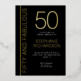 Gold Foil Fifty and Fabulous 50th Birthday Party Folieneinladung