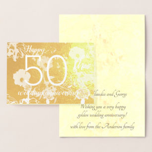 Gold Foil Floral 50. Wedding Anniversary Card Folienkarte