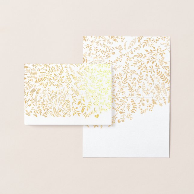 Gold Foil Floral Typografy Vielen Dank Folienkarte (Anzeige)
