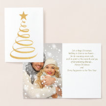 Gold Foil Foto Weihnachtskarte mit Weihnachtsbaum