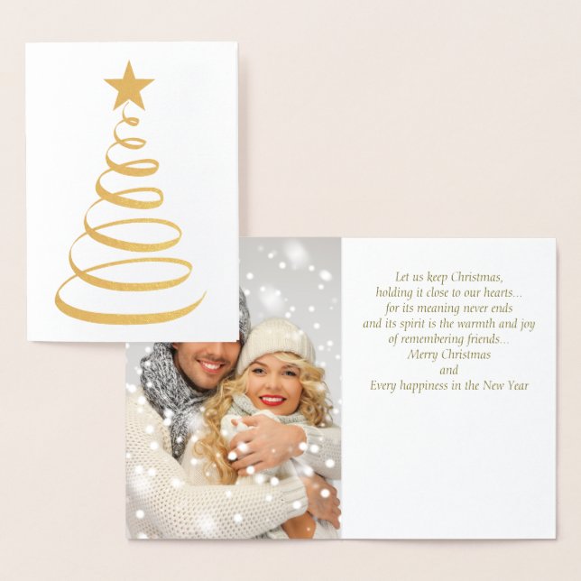 Gold Foil Foto Weihnachtskarte mit Weihnachtsbaum Folienkarte (Anzeige)