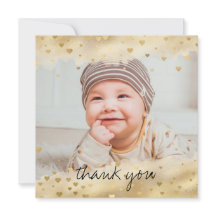 Gold Foil Frame Baby Foto Square Danke Karte