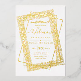 GOLD FOIL Frame Text Nikah Walima Islamische Hochz Folieneinladung