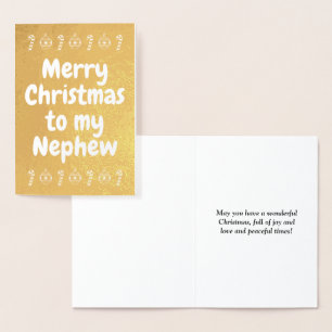 Gold Foil "Frohe Weihnachten für mein Nephew" Card Folienkarte