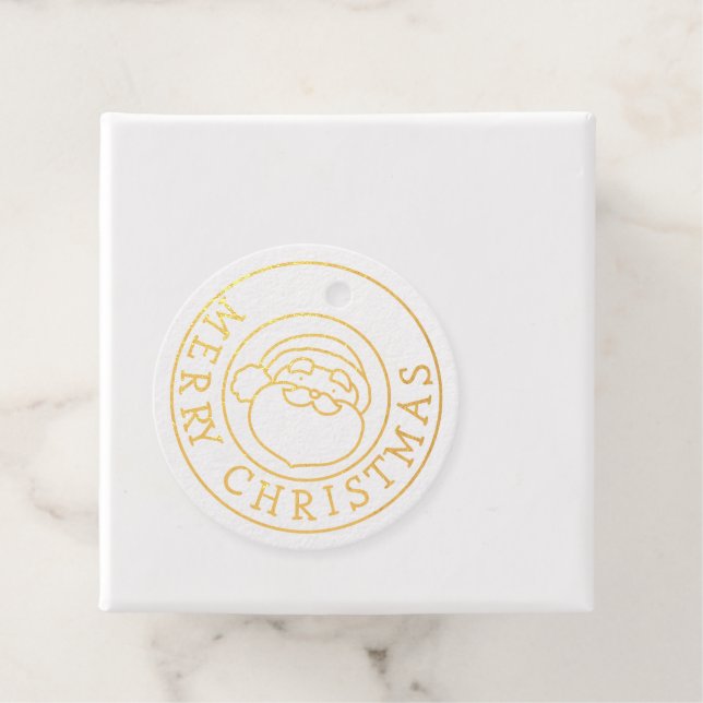 Gold Foil Frohe Weihnachten mit dem Weihnachtsmann Geschenkanhänger (Mit Box)
