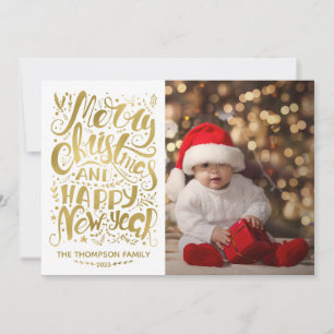 Gold Foil Frohe Weihnachts-Happy New Year Card Feiertagskarte