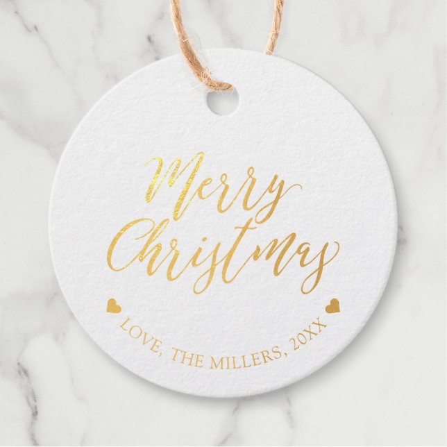 Gold Foil Frohe Weihnachtsgeschenke Tags (Vorderseite)