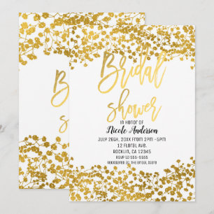 Gold Foil Gipskraut Modernes Brautparty Einladung