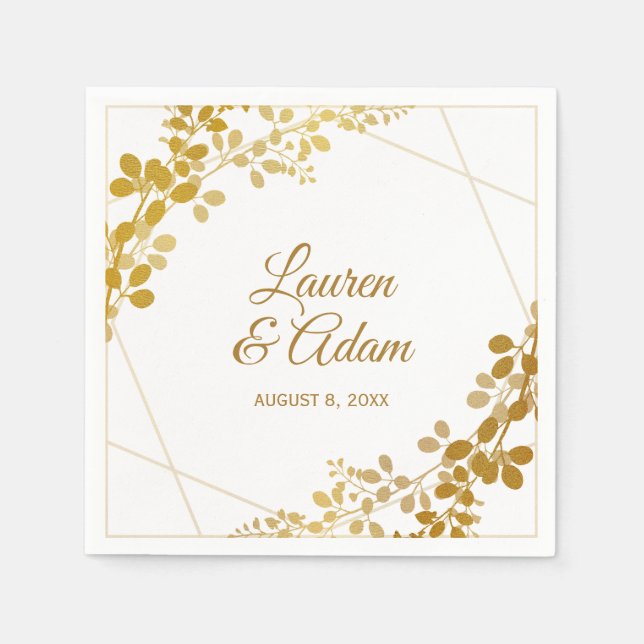 Gold Foil Gipskraut oder Reben Hochzeiten Napkins Serviette (Vorderseite)
