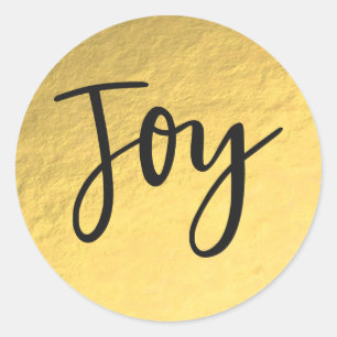 Gold Foil Glam Holiday JOY Moderne Weihnachten Runder Aufkleber