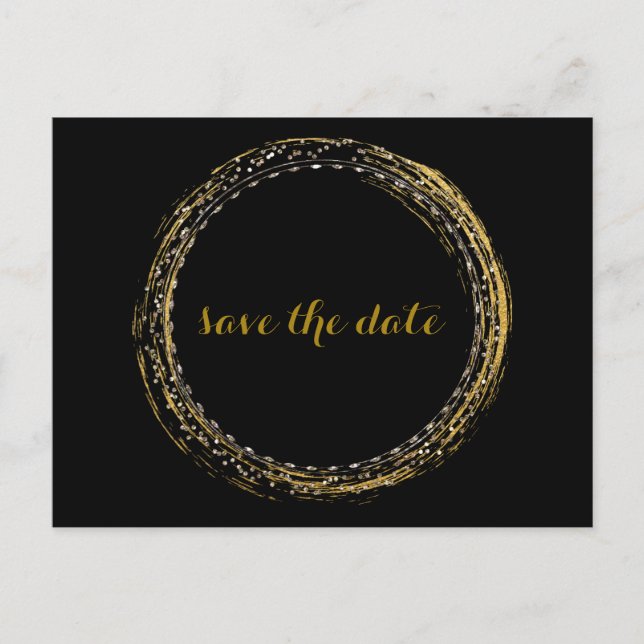 Gold Foil Glamor Circle Enregistrer la date Carte  (Devant)