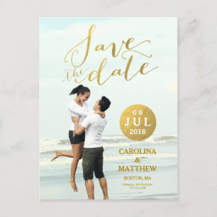 Gold Foil Glamour   Foto Save the Date Postkarte