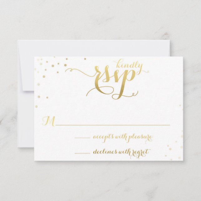 Gold Foil Glamour Wedding Einladung RSVP Card (Vorderseite)