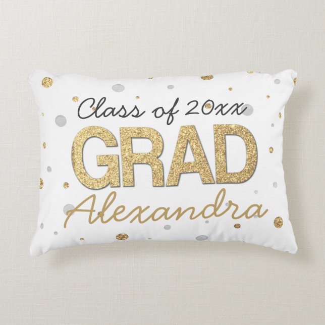 Gold Foil Glitter Confetti Graduation Party Custom Dekokissen (Vorderseite)