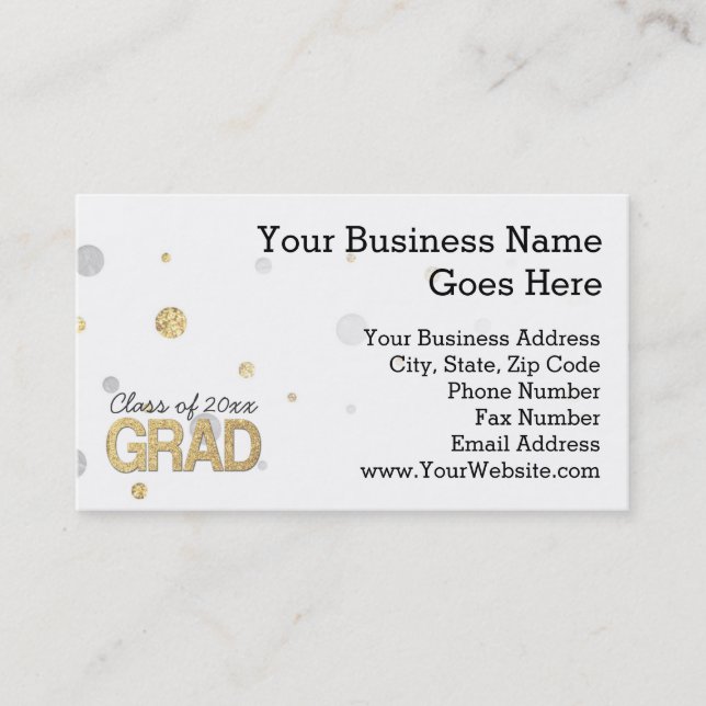 Gold Foil Glitter Confetti Graduation Party Custom Visitenkarte (Vorderseite)