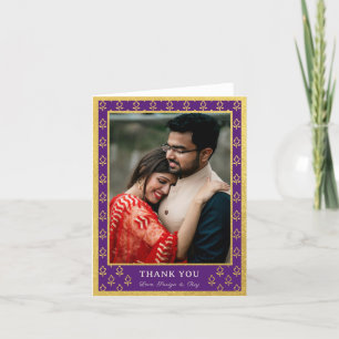 Gold Foil Glitzer Blume Hochzeit Foto geflochten Dankeskarte