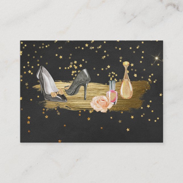 *~* Gold Foil Glitzer Heels Nail Polnisches Parfüm Visitenkarte (Vorderseite)
