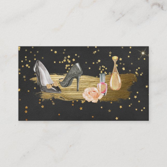 *~* Gold Foil Glitzer Nail Polnischer Heels Parfüm Visitenkarte (Vorderseite)