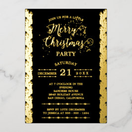 Gold Foil Glitzern Frohe Weihnachts Party Black Folieneinladung