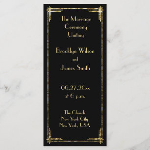 Gold Foil Great Gatsby Art Déco Programmes de mari