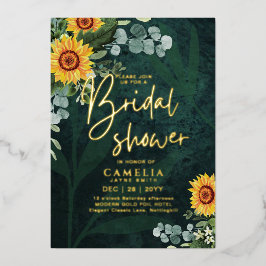GOLD FOIL Green Sunblumen BRAUTPARTY QR Code F Folieneinladung