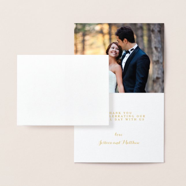 Gold Foil Hand Briefings Hochzeit Danke Foto Folienkarte (Anzeige)
